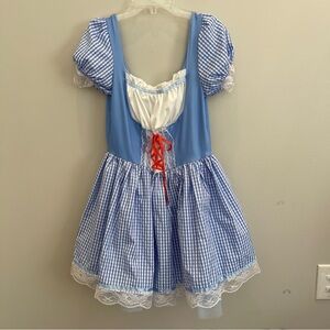 Wizard of Oz Dorothy costume dress blue white gingham lace accents Women’s Small